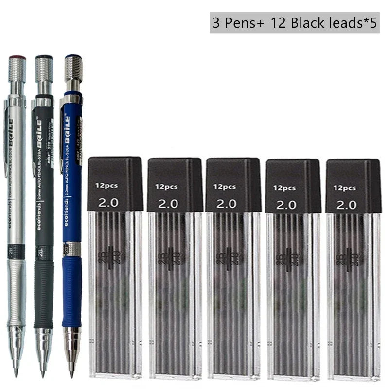 Buy The Best By Artsulli - Art is Long Life Short - Mechanical Pencil Set 2.0 mm with 2B Black/Colors Lead Refill For Writing Sketching
