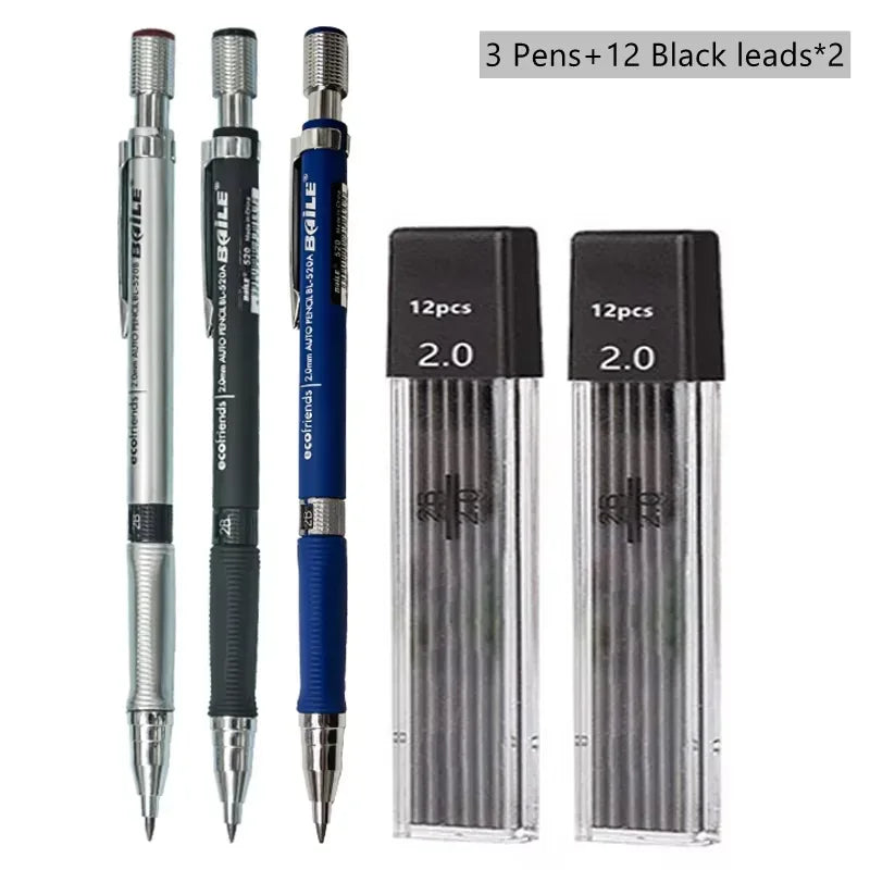 Buy The Best By Artsulli - Art is Long Life Short - Mechanical Pencil Set 2.0 mm with 2B Black/Colors Lead Refill For Writing Sketching