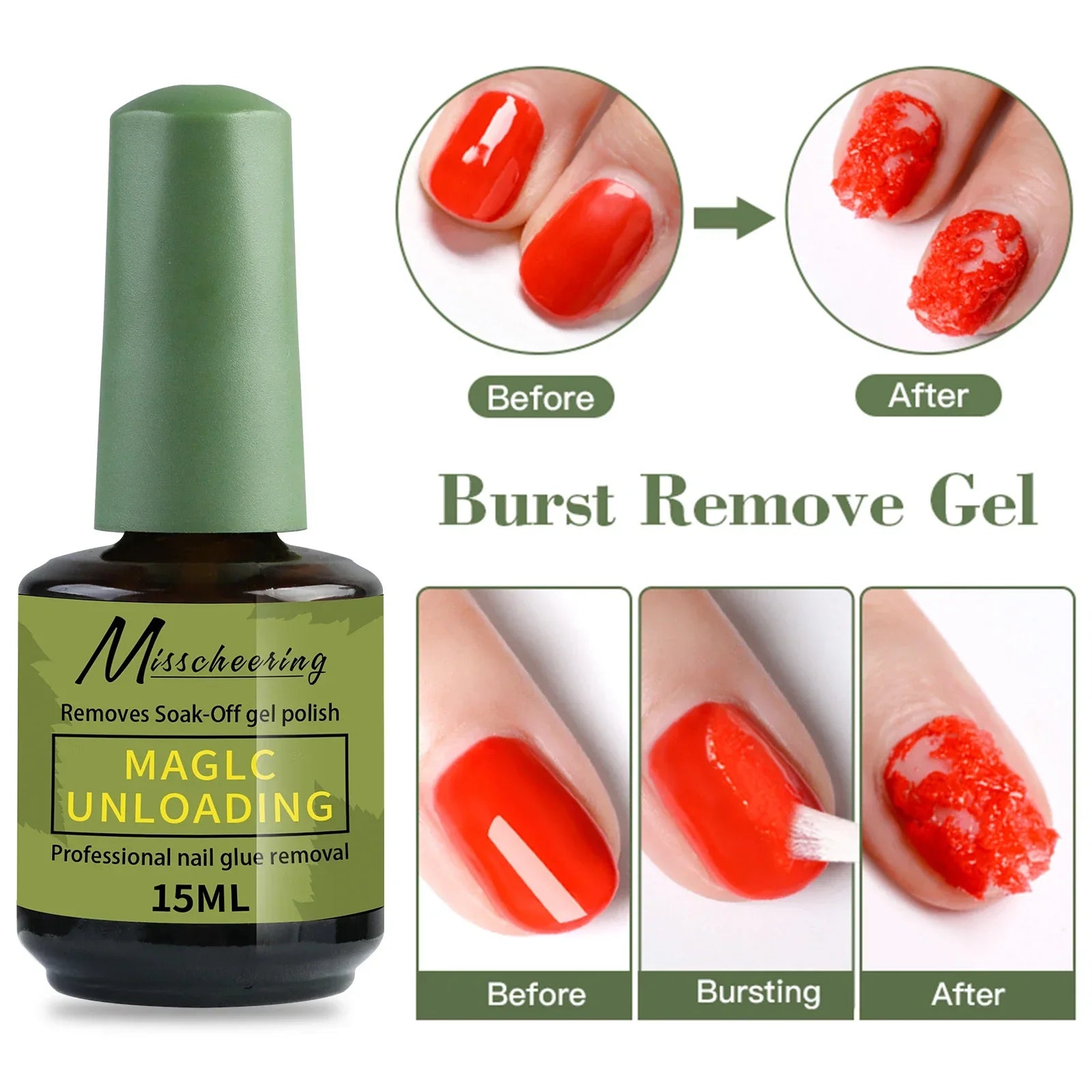 Buy The Best By Artsulli - Art is Long Life Short - Misscheering 15ml Magic Fast Nail Gel Polish Remover Clean UV Soak Off Semi Permanent