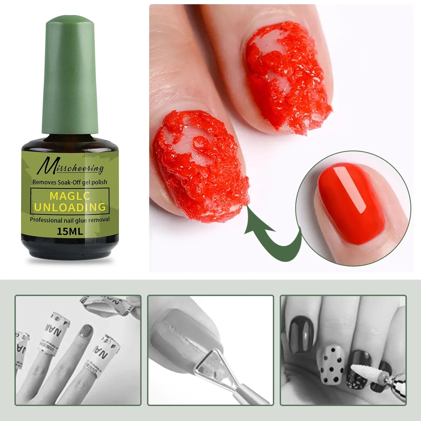 Buy The Best By Artsulli - Art is Long Life Short - Misscheering 15ml Magic Fast Nail Gel Polish Remover Clean UV Soak Off Semi Permanent
