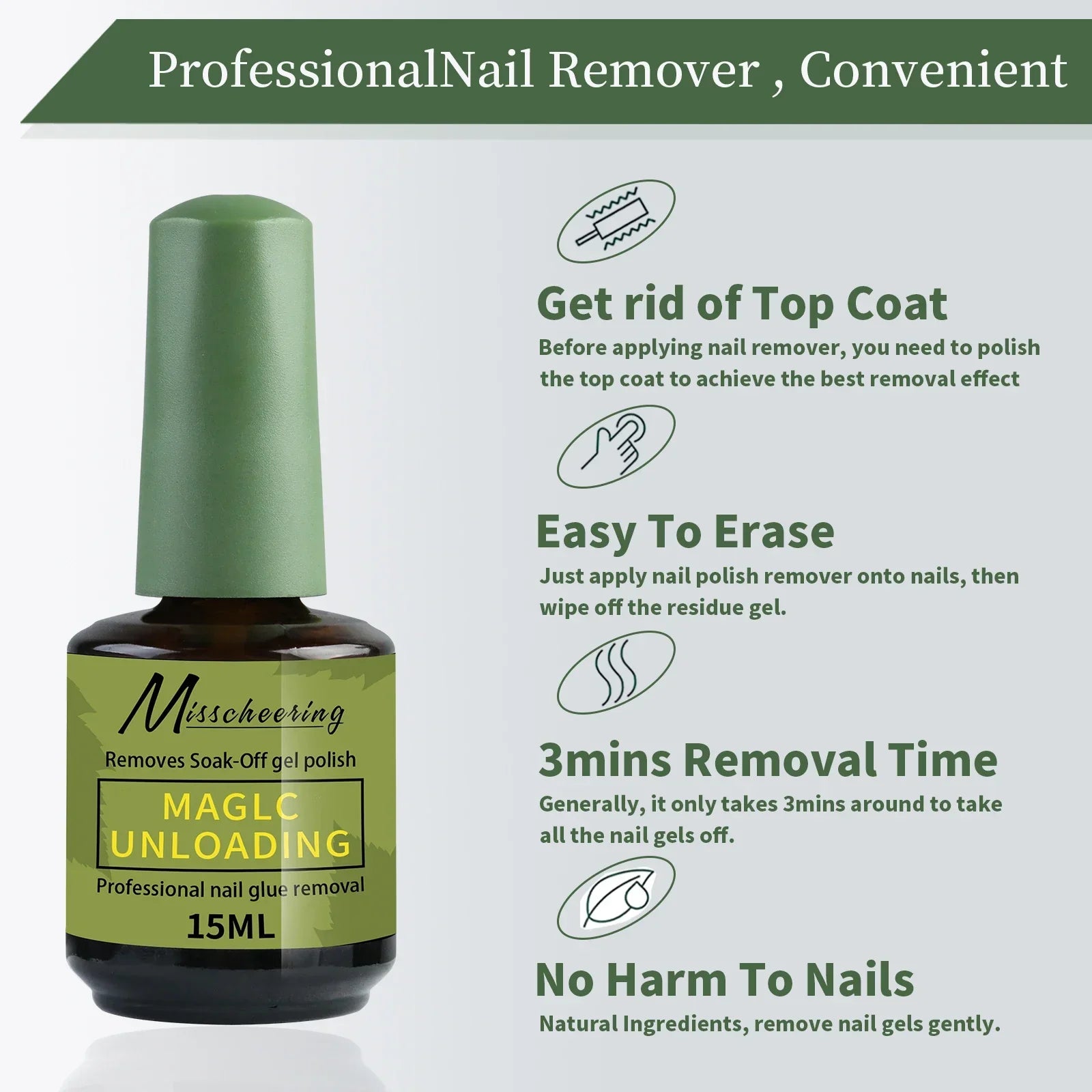 Buy The Best By Artsulli - Art is Long Life Short - Misscheering 15ml Magic Fast Nail Gel Polish Remover Clean UV Soak Off Semi Permanent