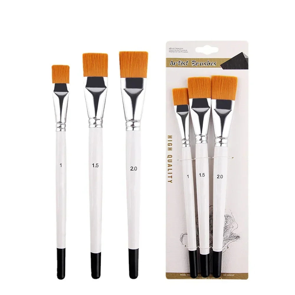 Buy The Best By Artsulli - Art is Long Life Short - New Oil Painting Brush 3pcs Big Flat Head 3color Rod Set Nylon Hair Watercolor Student