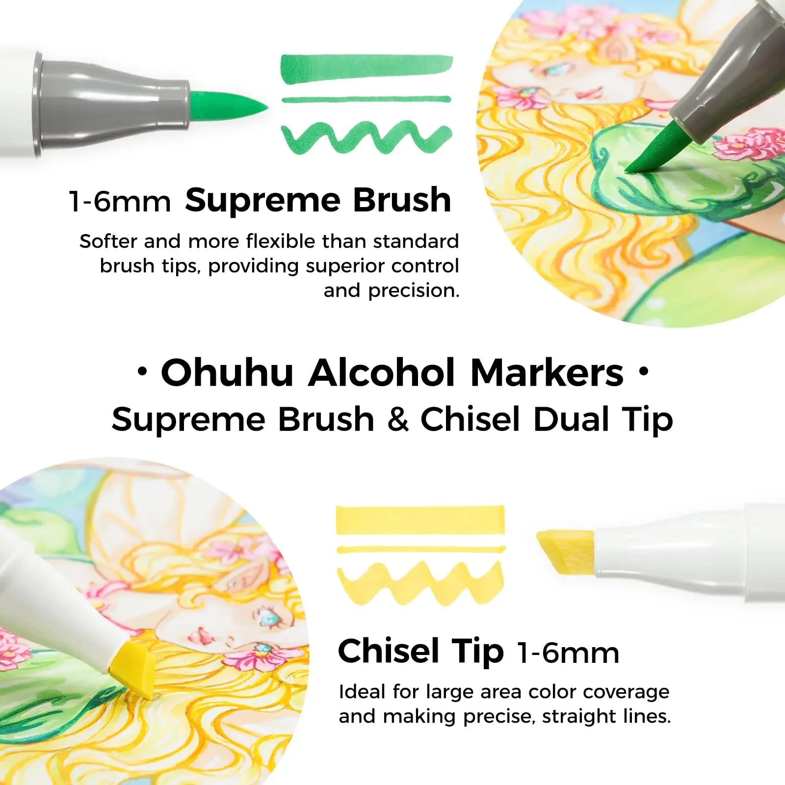 Buy The Best By Artsulli - Art is Long Life Short - Ohuhu Honolulu Plus Marker Pen Set Color Markers Alcohol Refillable Dual Tips