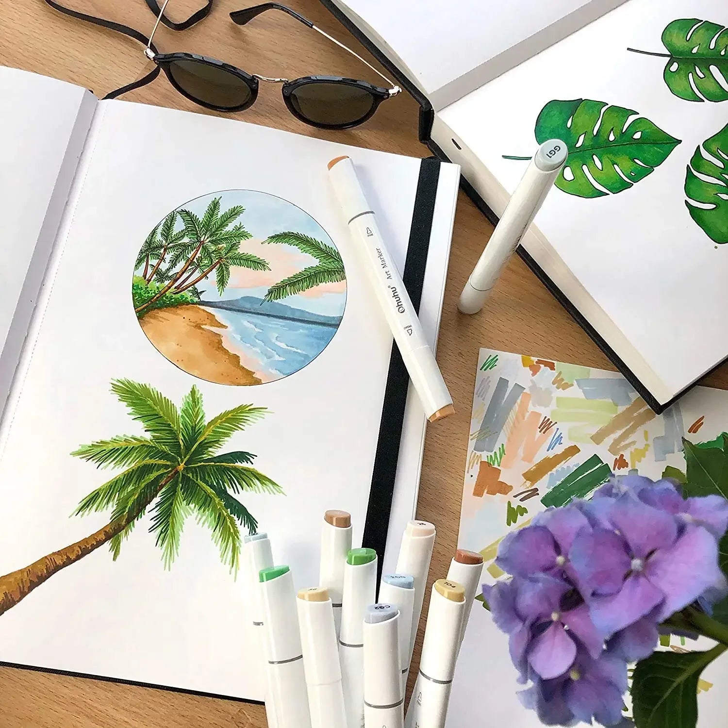 Buy The Best By Artsulli - Art is Long Life Short - Ohuhu Marker Pads Sketchbook Hardcover Notebook Student Painting Drawing Watercolor