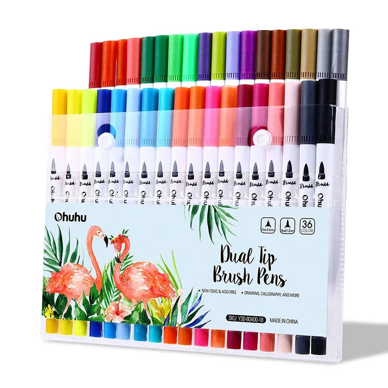 Buy The Best By Artsulli - Art is Long Life Short - Ohuhu Markers Dual Tips Line Marker Set WaterColor Pen Coloring Water Color Brush