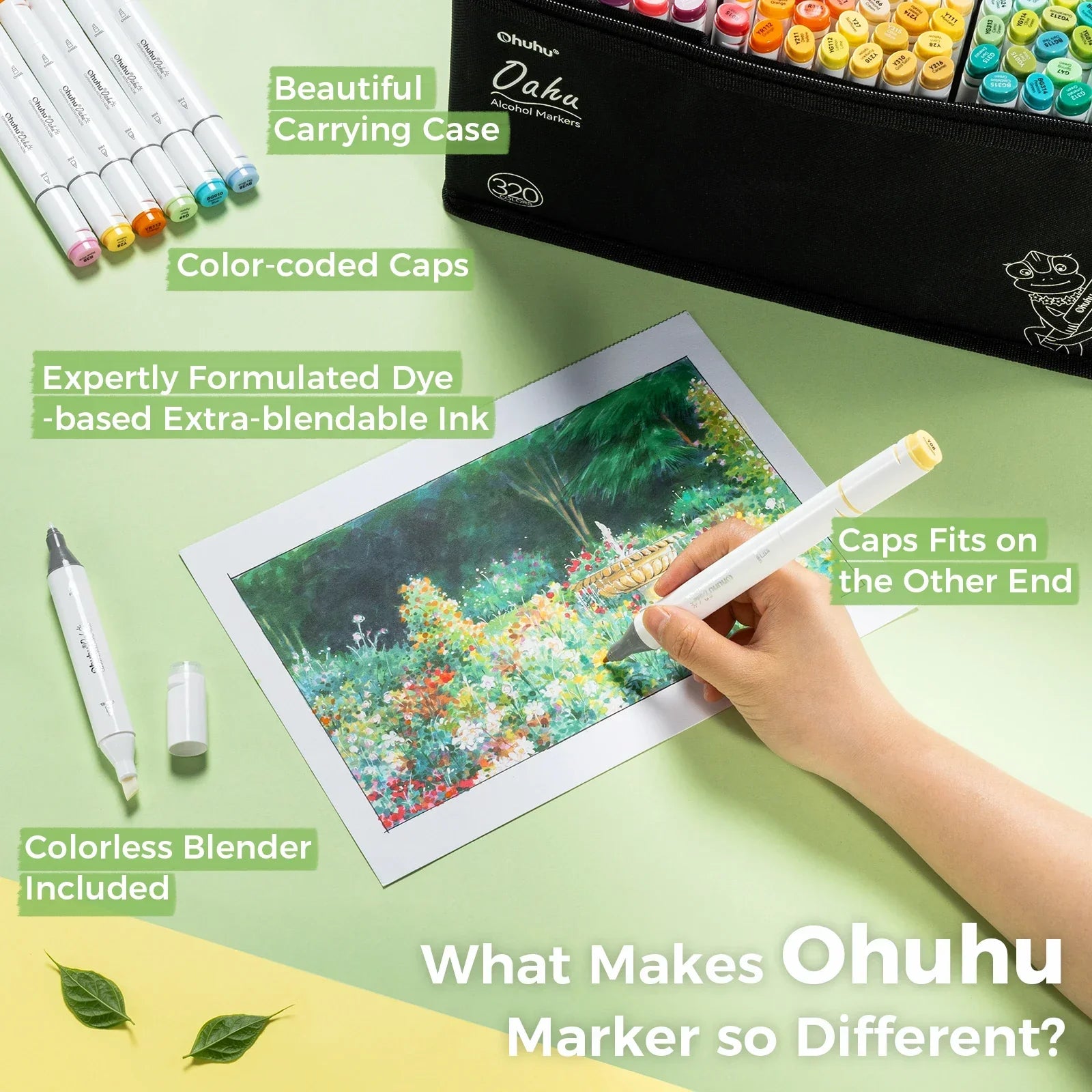 Buy The Best By Artsulli - Art is Long Life Short - Ohuhu Oahu 320 Colors Marker Pen Set Alcohol Markers Dual Tips Felt Sketching Drawing