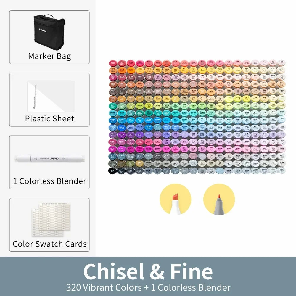 Buy The Best By Artsulli - Art is Long Life Short - Ohuhu Oahu 320 Colors Marker Pen Set Alcohol Markers Dual Tips Felt Sketching Drawing