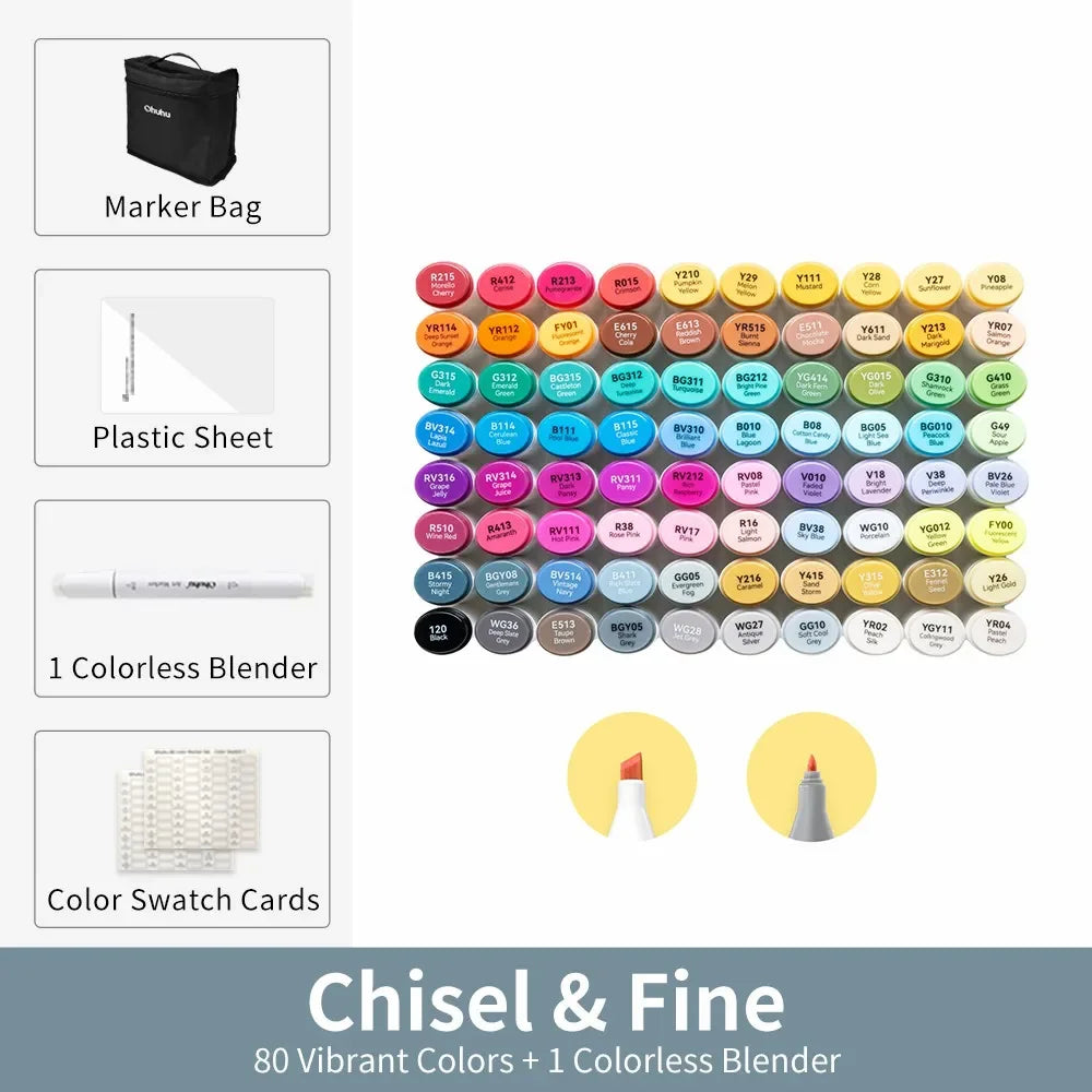 Buy The Best By Artsulli - Art is Long Life Short - Ohuhu Oahu Marker Pen Alcohol Markers Color Set Dual Tips Felt Sketching Drawing