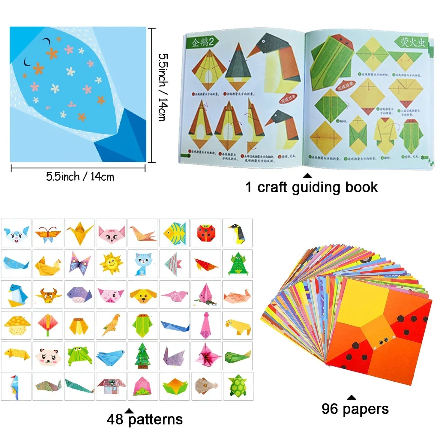 Buy The Best By Artsulli - Art is Long Life Short - Origami Kit with 30/96 Sheets Paper & Guide Book DIY Craft for Beginners kids，Multiple
