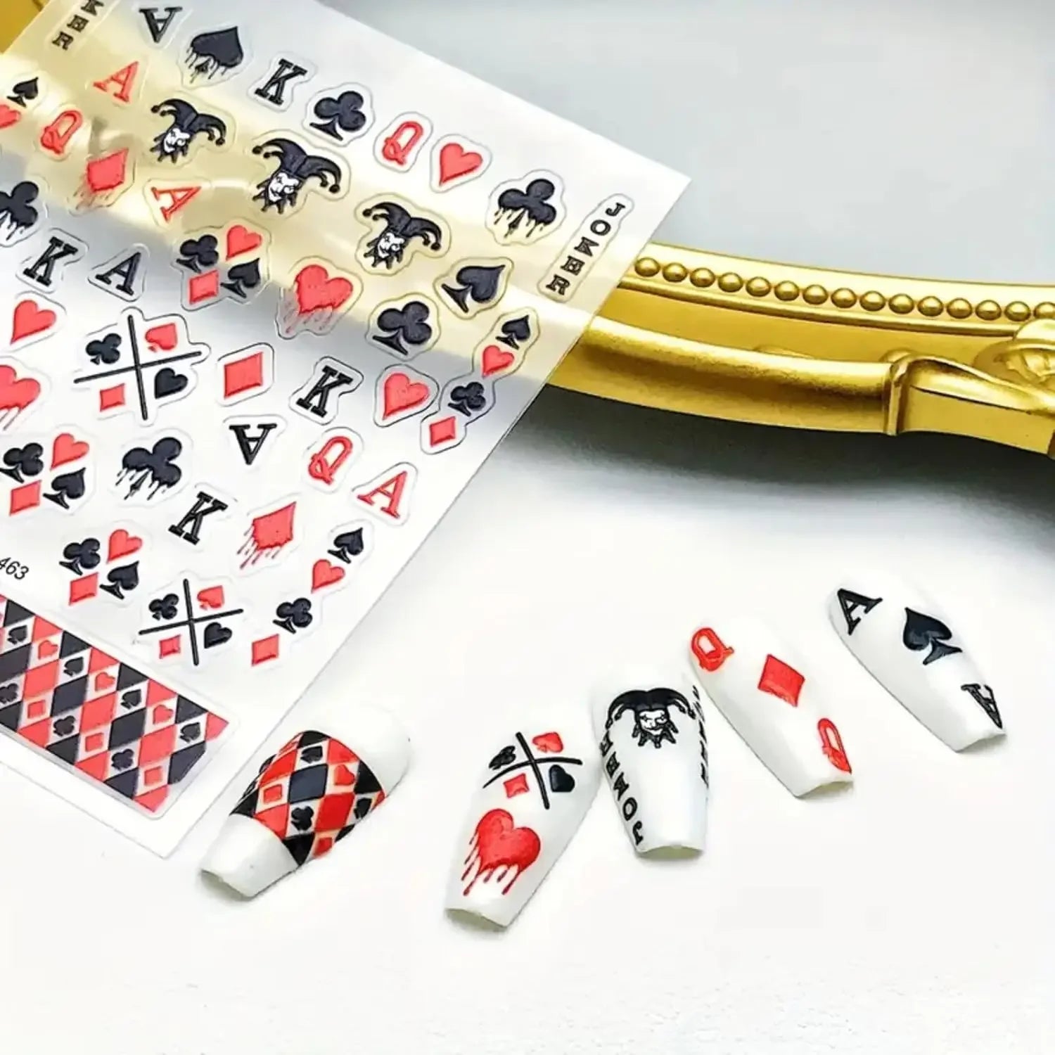 Buy The Best By Artsulli - Art is Long Life Short - Poker Nail Stickers 5D Embossed Playing Card Decoration DIY for Manicure Suit Design