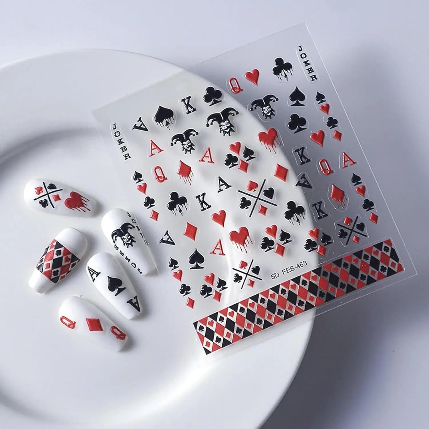Buy The Best By Artsulli - Art is Long Life Short - Poker Nail Stickers 5D Embossed Playing Card Decoration DIY for Manicure Suit Design
