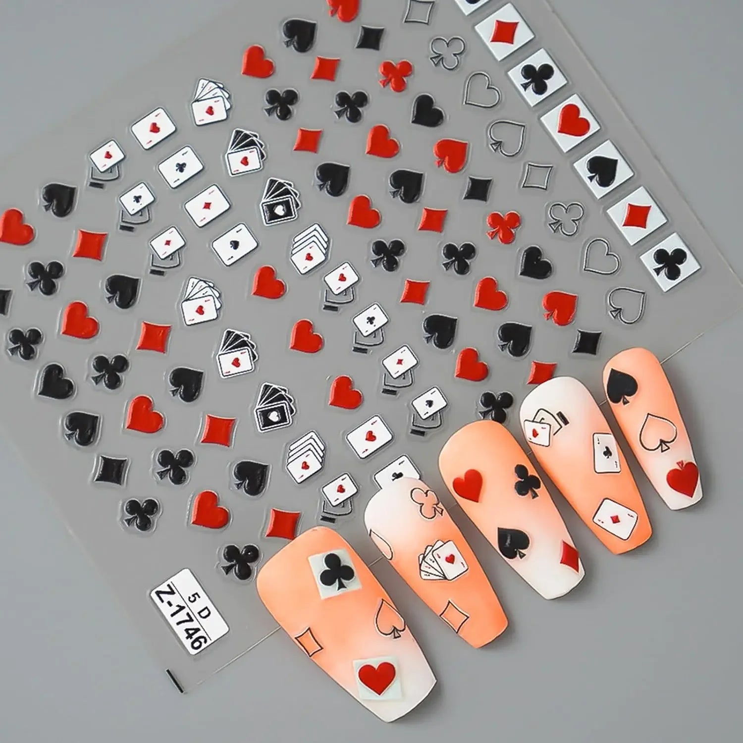 Buy The Best By Artsulli - Art is Long Life Short - Poker Nail Stickers 5D Embossed Playing Card Decoration DIY for Manicure Suit Design