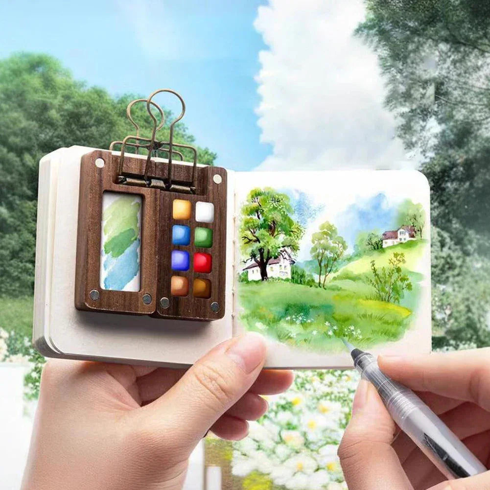 Buy The Best By Artsulli - Art is Long Life Short - Portable 8/15-color Watercolor Paint Box Set Mini Palette Packaging for Students Travel