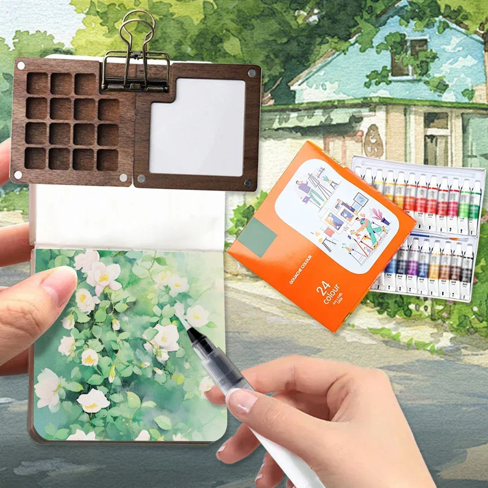 Buy The Best By Artsulli - Art is Long Life Short - Portable 8/15-color Watercolor Paint Box Set Mini Palette Packaging for Students Travel