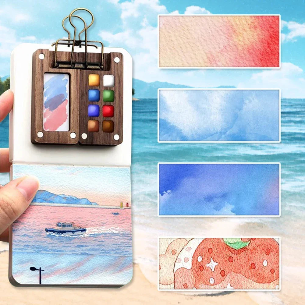 Buy The Best By Artsulli - Art is Long Life Short - Portable 8/15-color Watercolor Paint Box Set Mini Palette Packaging for Students Travel