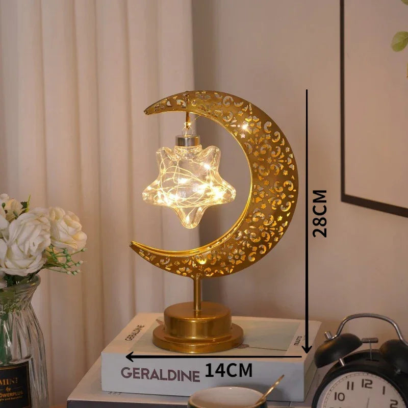 Buy The Best By Artsulli - Art is Long Life Short - Ramadan Iron Moon LED Lights Eid Mubarak Decoration Kareem Party Hanging Star Light