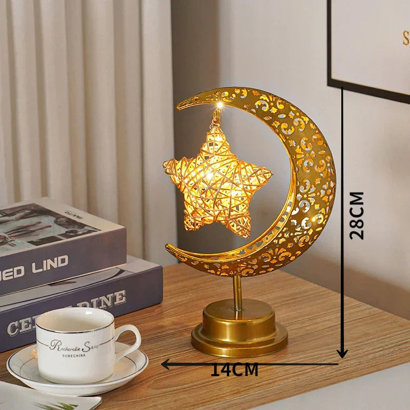Buy The Best By Artsulli - Art is Long Life Short - Ramadan Iron Moon LED Lights Eid Mubarak Decoration Kareem Party Hanging Star Light