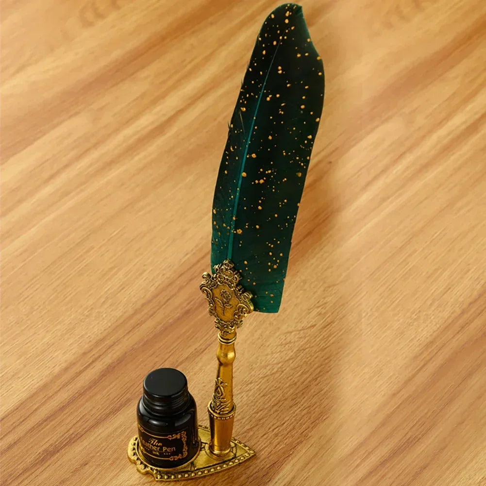 Buy The Best By Artsulli - Art is Long Life Short - Retro Feather Pen Writing Ink Set Stationery Exquisite Dip Stamp Supplies Crafts Gifts