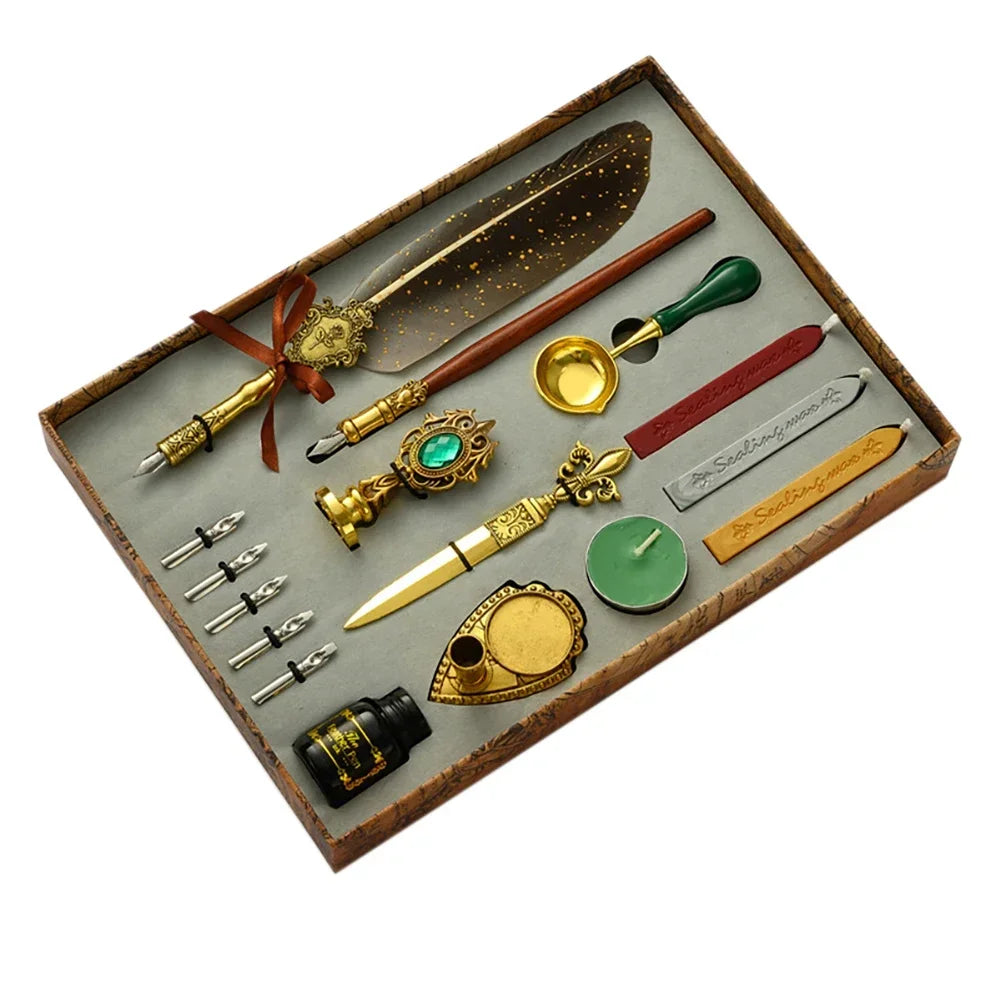 Buy The Best By Artsulli - Art is Long Life Short - Retro Feather Pen Writing Ink Set Stationery Exquisite Dip Stamp Supplies Crafts Gifts