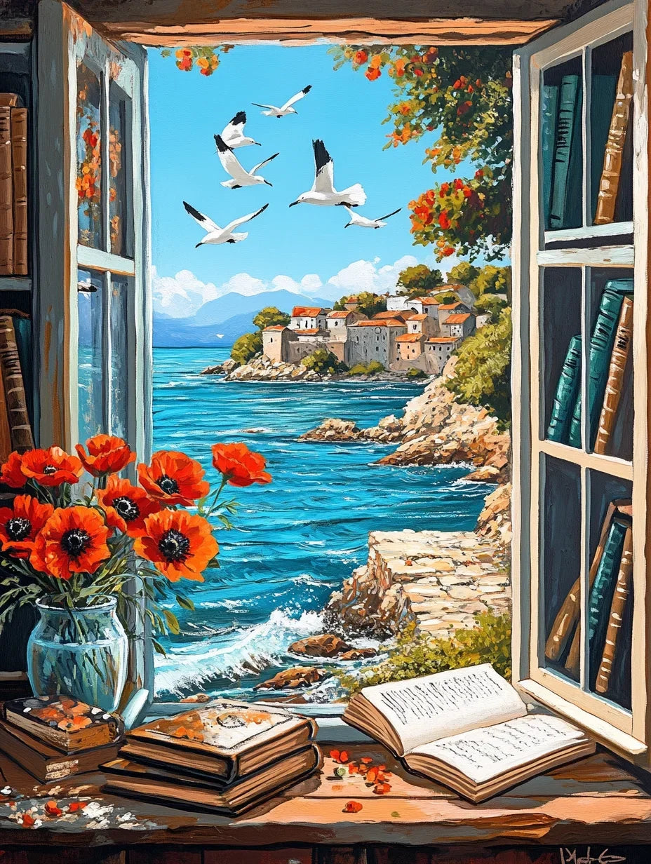 Buy The Best By Artsulli - Art is Long Life Short - RUOPOTY Oil Painting Numbers Window sill scenery Artwork Coloring For Adults Supplies