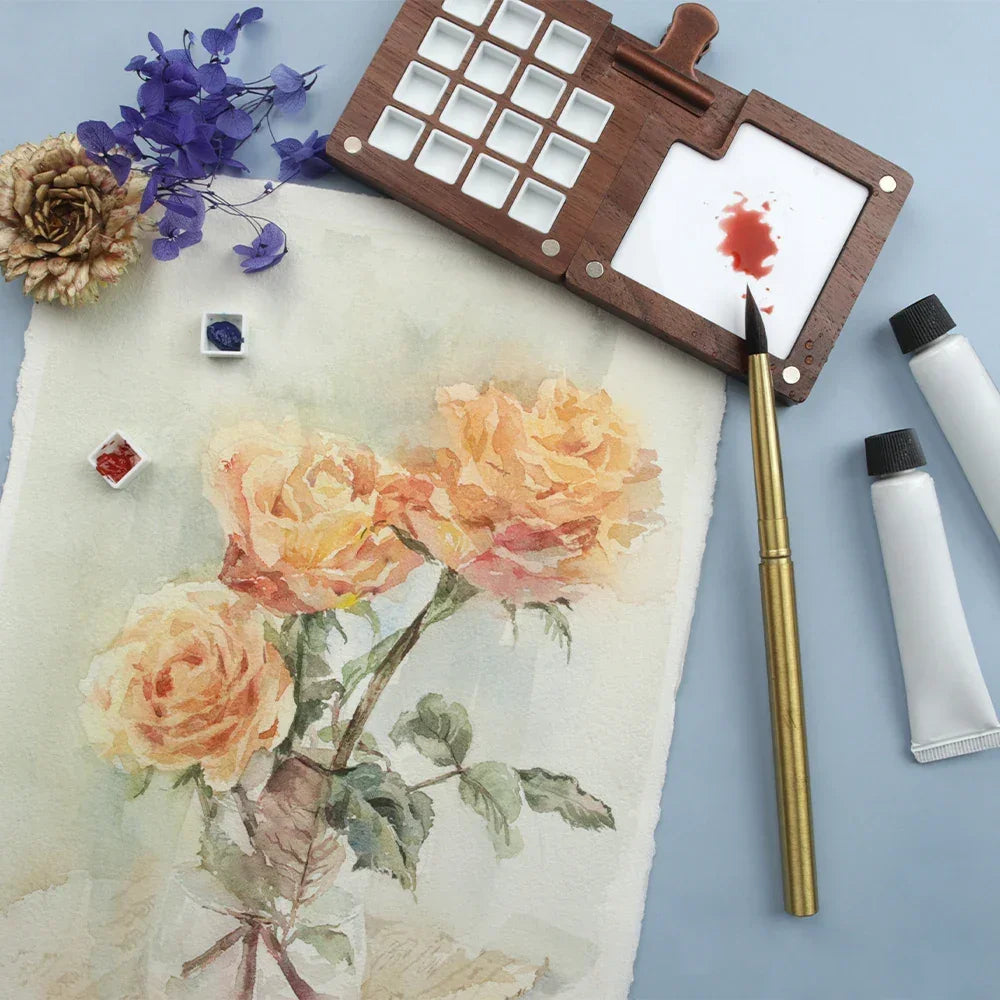 Buy The Best By Artsulli - Art is Long Life Short - SeamiArt 15 Grids Travel Wooden Pigment Painting Box Palette with 15pcs pans