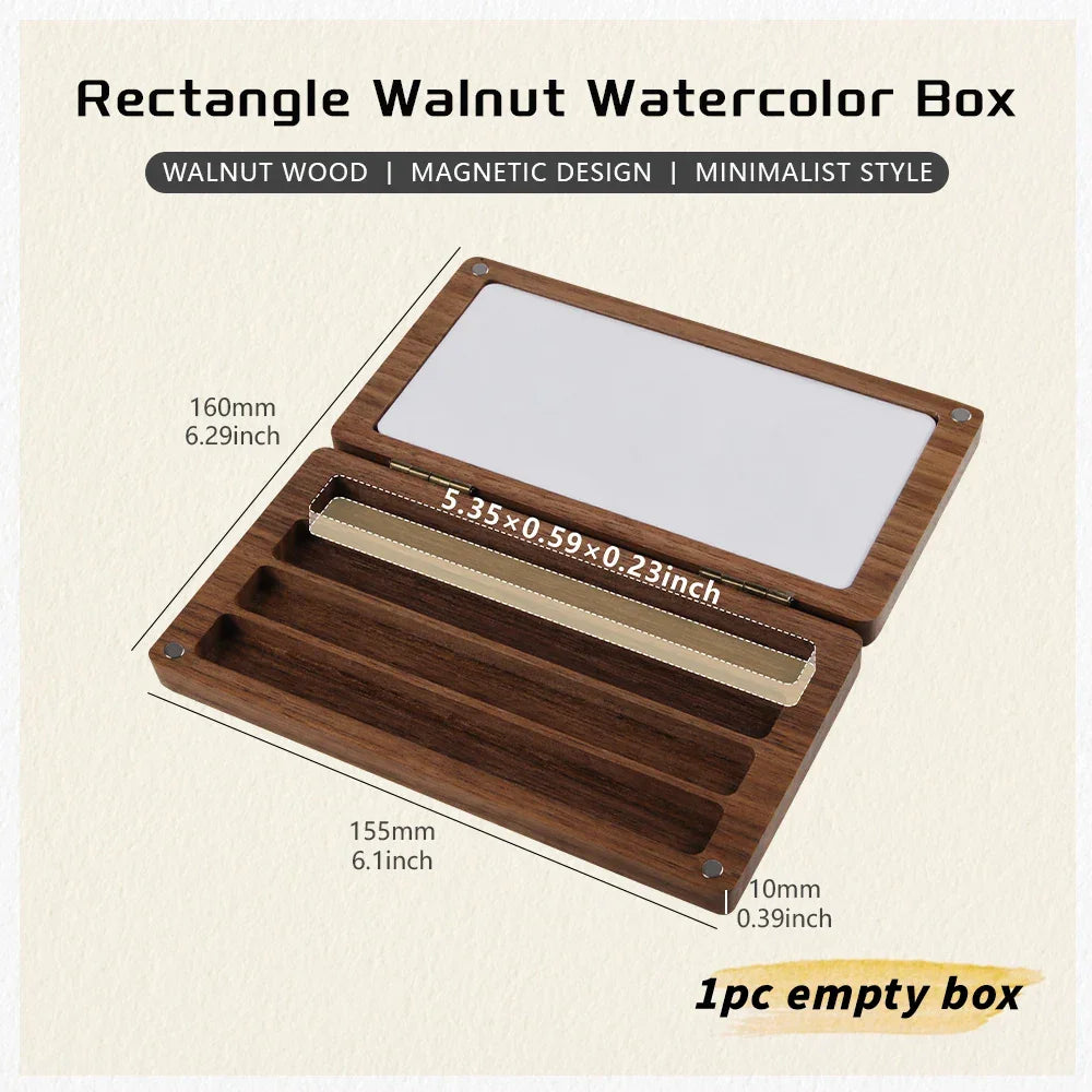 Buy The Best By Artsulli - Art is Long Life Short - SeamiArt 1pc Black Walnut Wood Rectangle Painting Box with Palette Half Pans