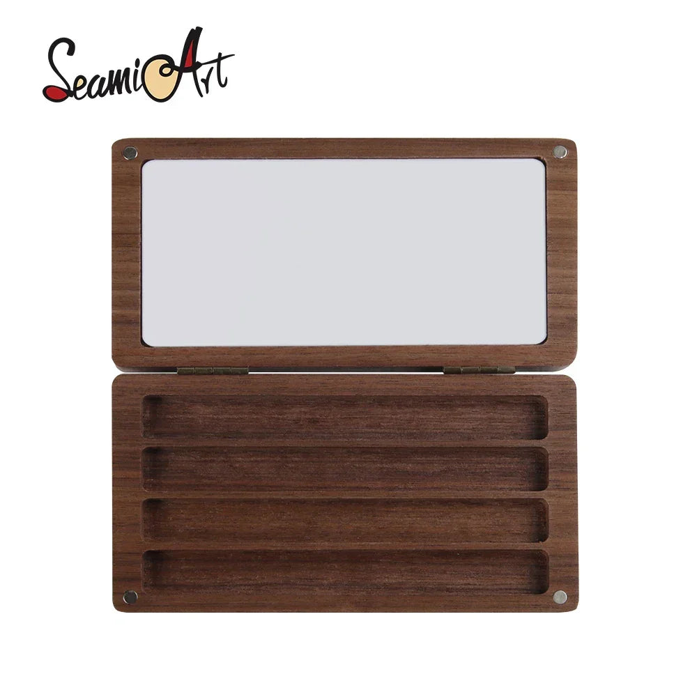 Buy The Best By Artsulli - Art is Long Life Short - SeamiArt 1pc Black Walnut Wood Rectangle Painting Box with Palette Half Pans