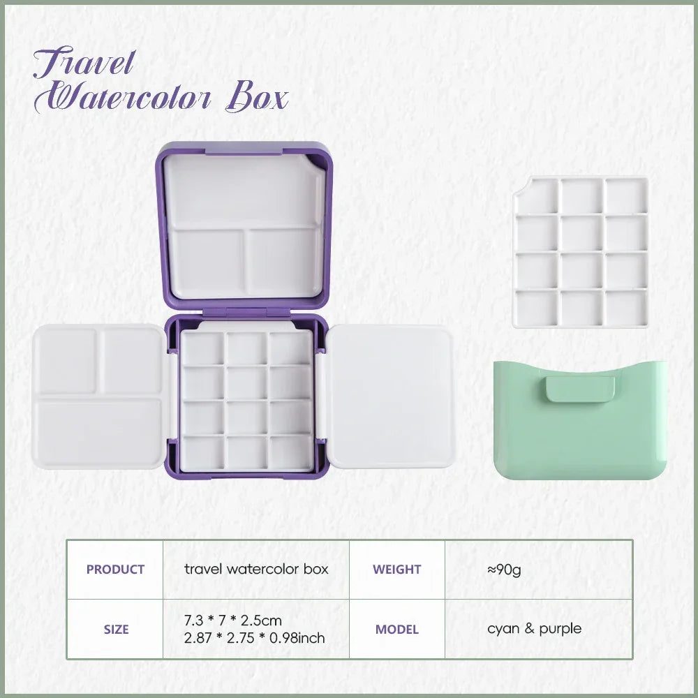 Buy The Best By Artsulli - Art is Long Life Short - SeamiArt 1pc Portable Travel Watercolor Plastic Painting Box with Palette Half Pan Mini