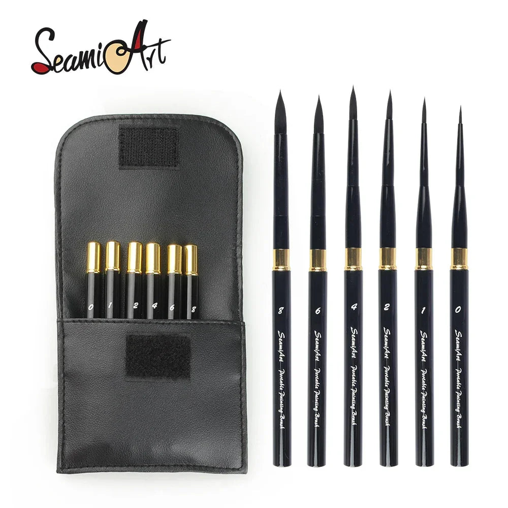 Buy The Best By Artsulli - Art is Long Life Short - SeamiArt 6pcs/Set With Portable Pu Brush Bag DivIsible Holder Watercolor Journal Paint