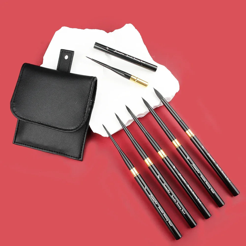 Buy The Best By Artsulli - Art is Long Life Short - SeamiArt 6pcs/Set With Portable Pu Brush Bag DivIsible Holder Watercolor Journal Paint