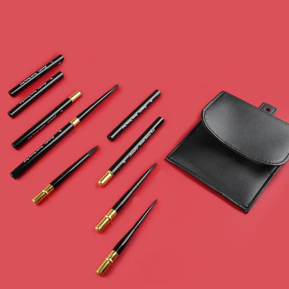 Buy The Best By Artsulli - Art is Long Life Short - SeamiArt 6pcs/Set With Portable Pu Brush Bag DivIsible Holder Watercolor Journal Paint