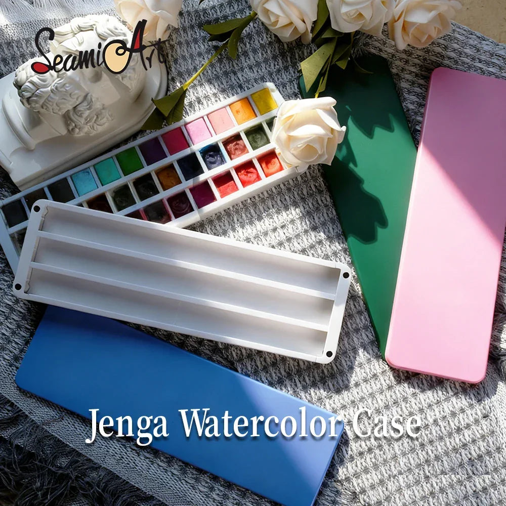 Buy The Best By Artsulli - Art is Long Life Short - SeamiArt Jenga Watercolor Case Painting Box For Half Full Pans Gouache Acrylic