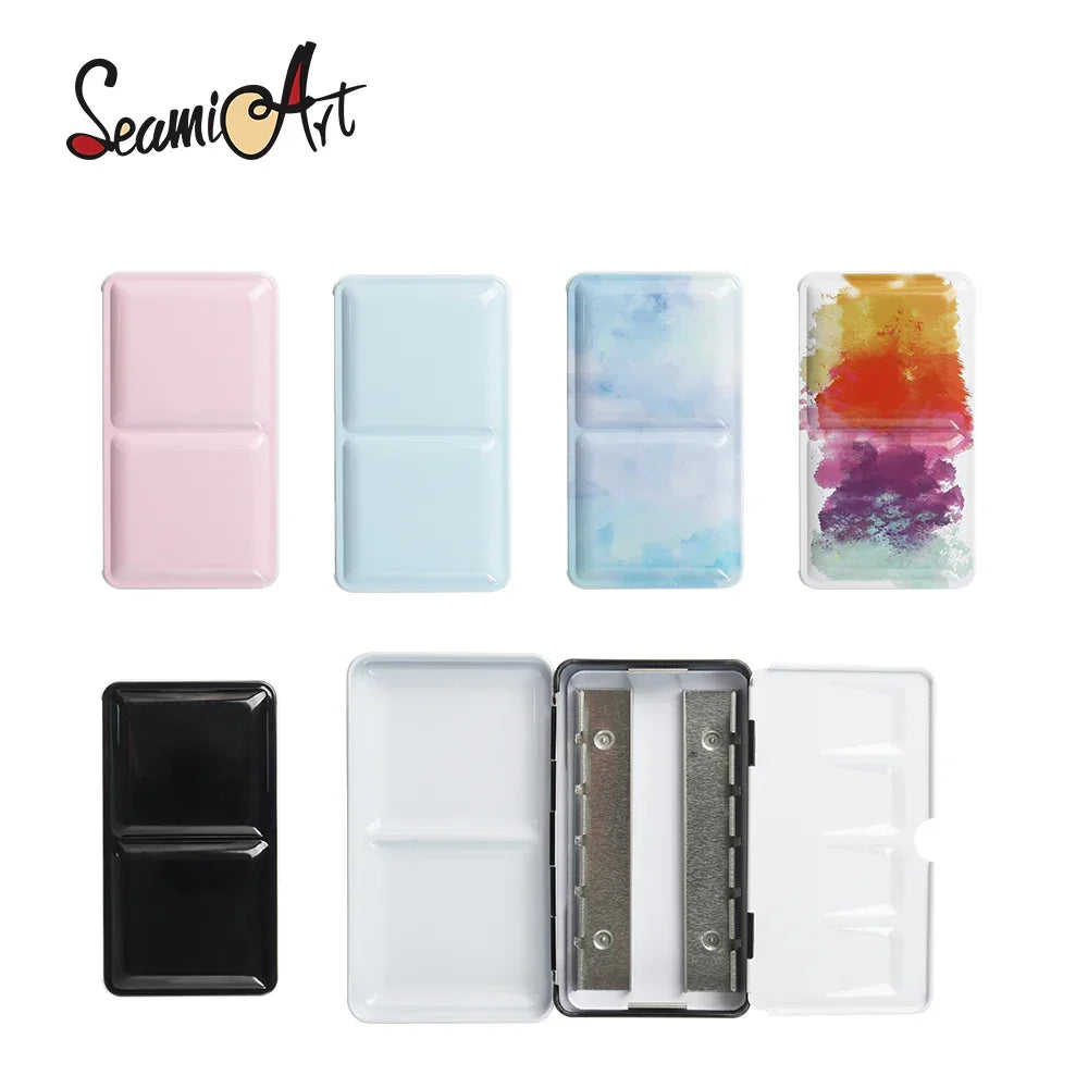 Buy The Best By Artsulli - Art is Long Life Short - SeamiArt Portable Metal Foldable Painting Box for Watercolor Subpackage Half Pans Solid