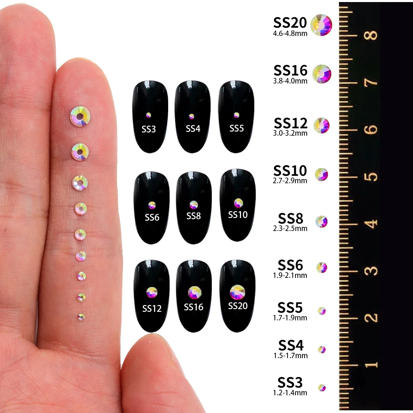 Buy The Best By Artsulli - Art is Long Life Short - SS6-SS20 1440pcs Glass Crystal Non Hotfix Rhinestones Craft Supplie Flatback Glitter