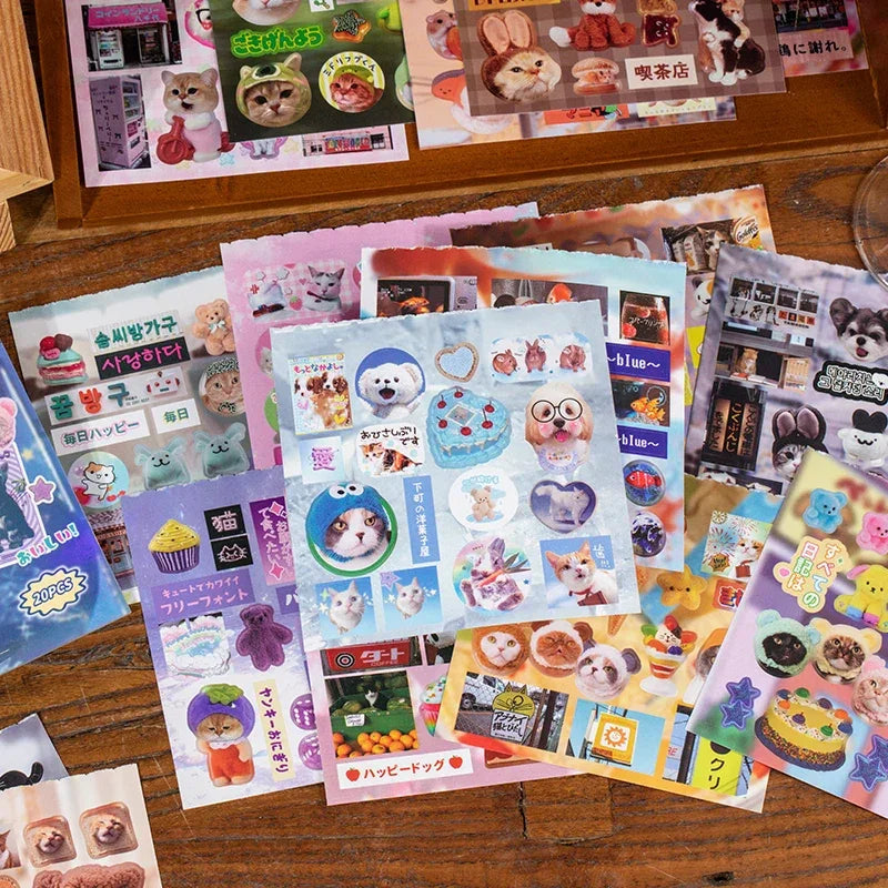 Buy The Best By Artsulli - Art is Long Life Short - TIANZI 20 Sheets PET Die cut Stickers book Retro Cartoon Decorative handmade