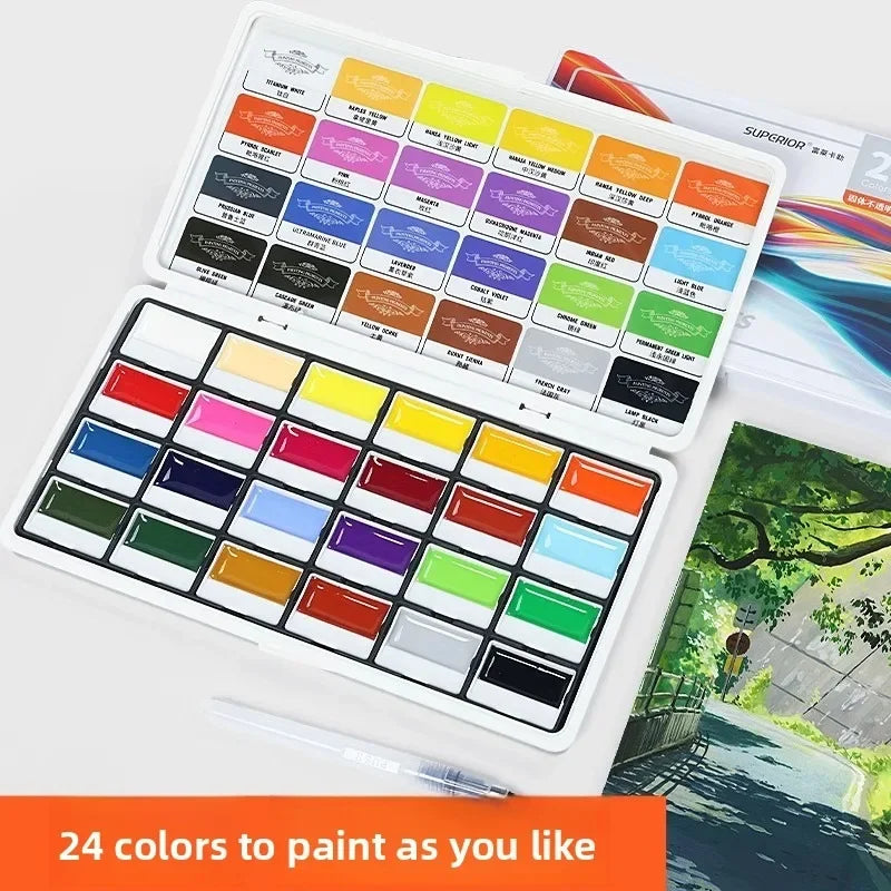 Buy The Best By Artsulli - Art is Long Life Short - Transparent Watercolor Semi-Dry Solid Paints Set for Beginners Student Supplies