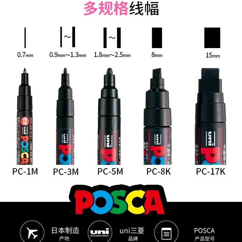 Buy The Best By Artsulli - Art is Long Life Short - UNI POSCA Markers Set PC-1M/3M/5M Permanent Acrylic Paint Pen Quick Dry Graffiti