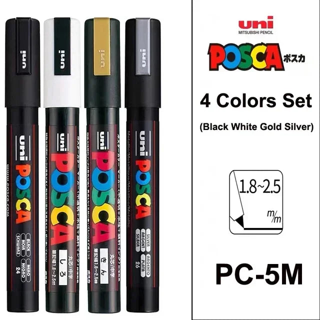 Buy The Best By Artsulli - Art is Long Life Short - UNI POSCA Markers Set PC-1M/3M/5M Permanent Acrylic Paint Pen Quick Dry Graffiti