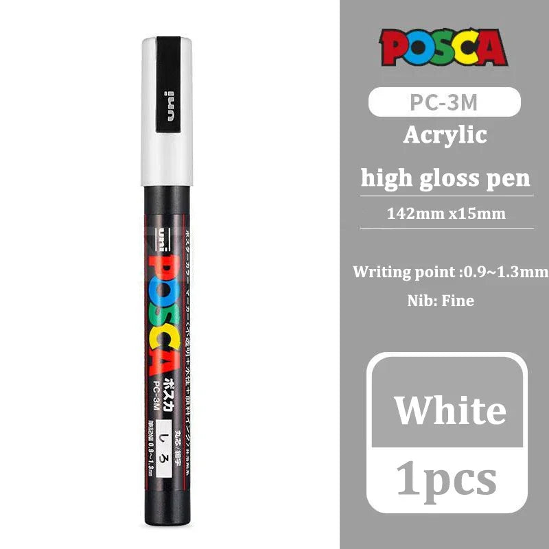 Buy The Best By Artsulli - Art is Long Life Short - Uni Posca White Markers,Acrylic Waterproof permanente Paint Pen PC-1M 3M 5M POP Poster