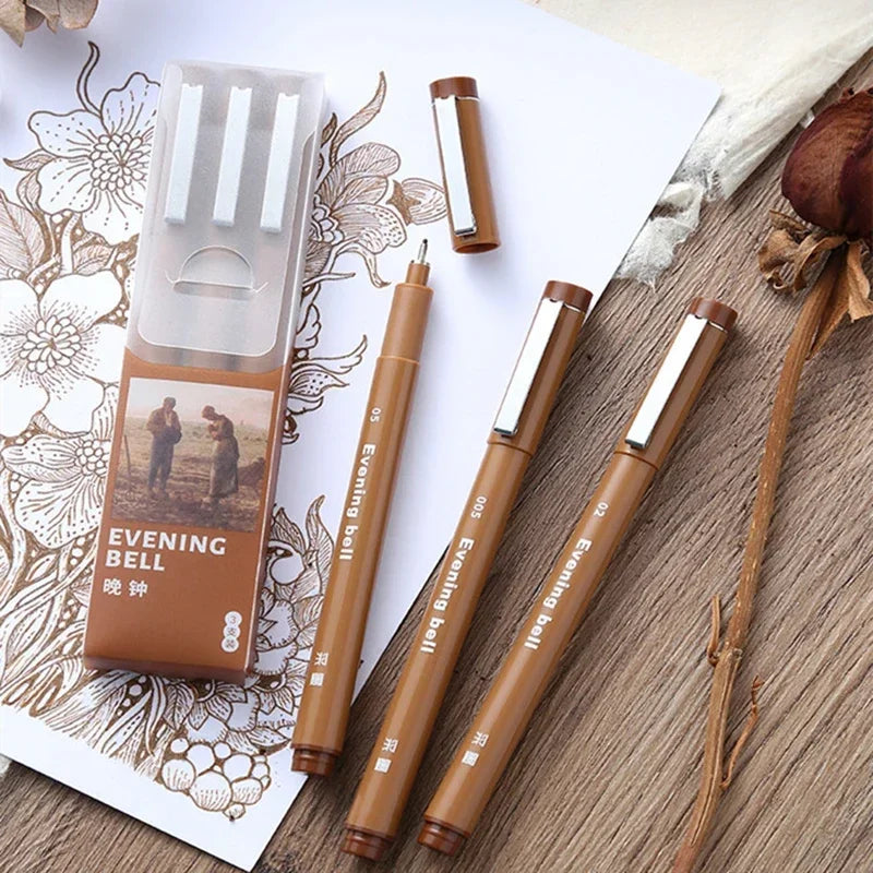 Buy The Best By Artsulli - Art is Long Life Short - Waterproof Ink Brown Micron Neelde Drawing Pen Pigment Fine Line Markers For Hand-Paint