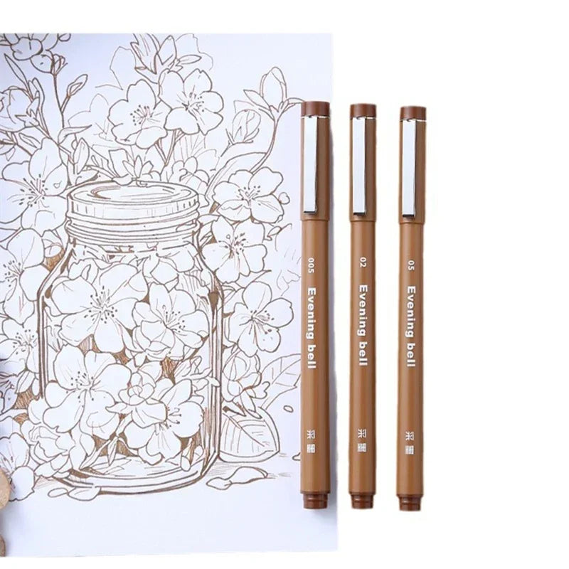 Buy The Best By Artsulli - Art is Long Life Short - Waterproof Ink Brown Micron Neelde Drawing Pen Pigment Fine Line Markers For Hand-Paint