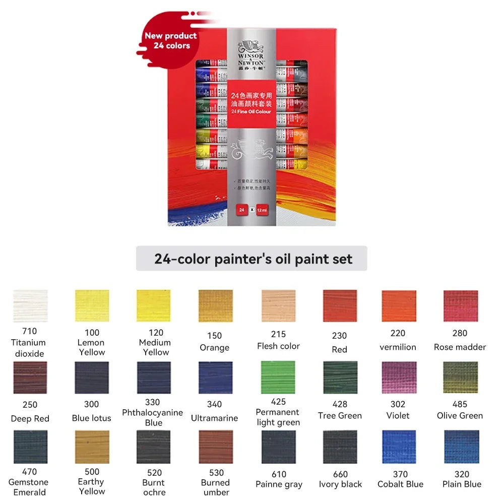 Buy The Best By Artsulli - Art is Long Life Short - Winsor & Newton 12/18/24 Colors Oil Paints Set Professional Color 12ml Tube Graffiti