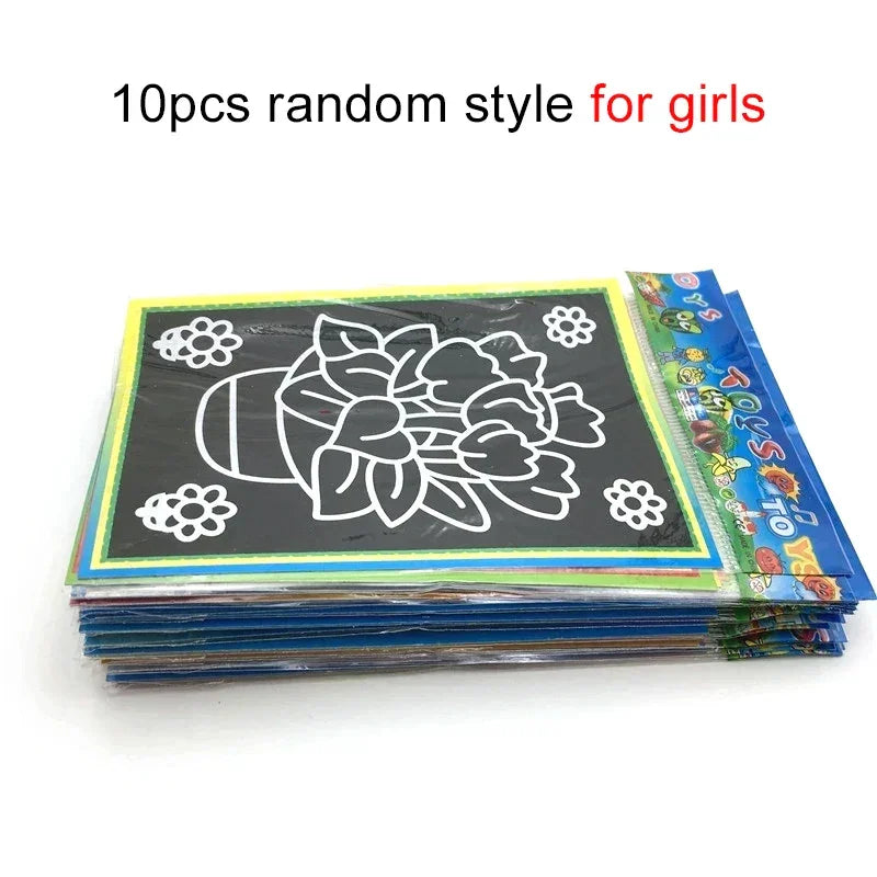 Buy The Best By Artsulli - Art is Long Life Short - 10pcs Children Scratch Painting Colorful Drawing Toys DIY Paper Cartoon Supplies
