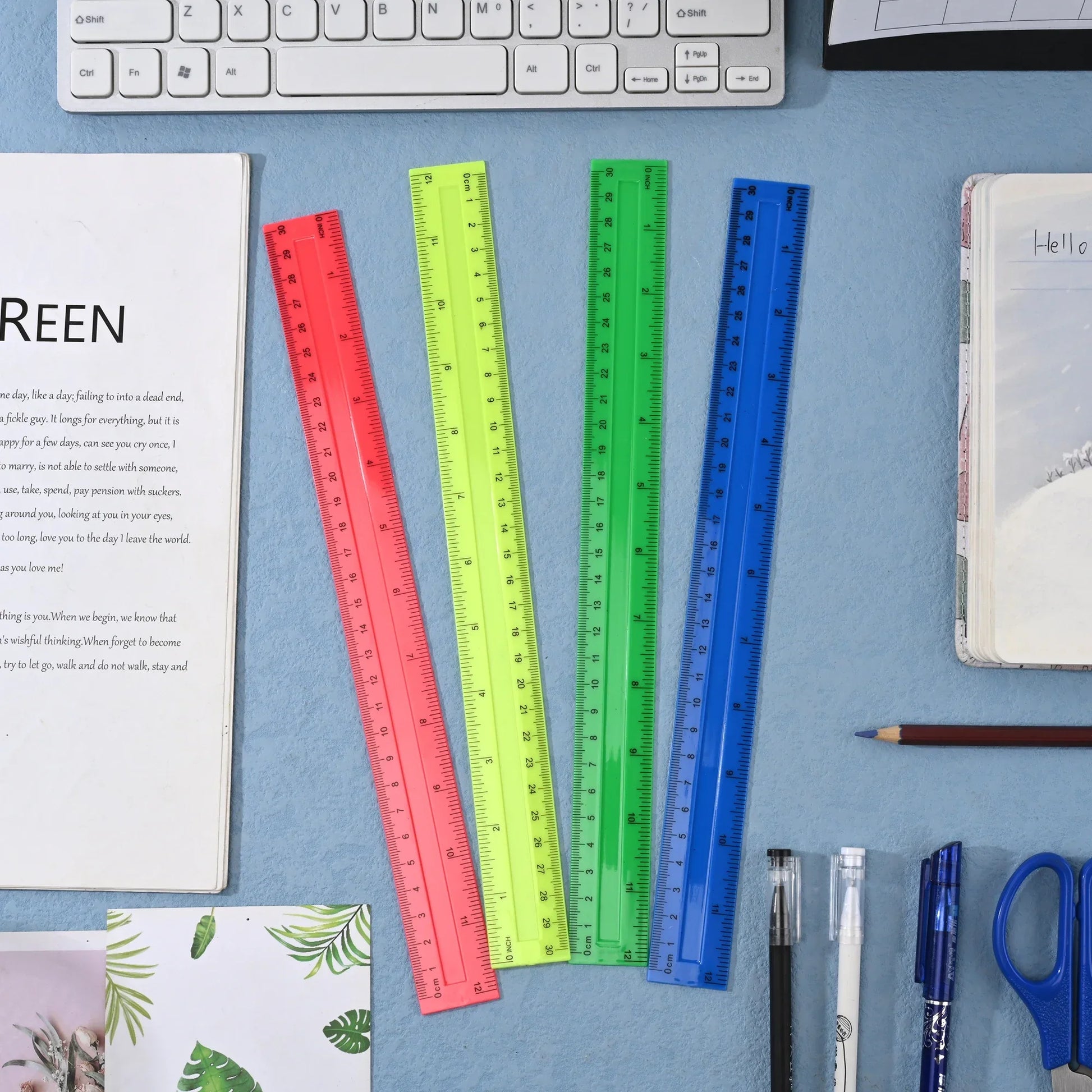 Buy The Best By Artsulli - Art is Long Life Short - 4pcs 30cm Colorful Plastic Straight Rulers Kawaii Stationery Drawing Measuring Tool