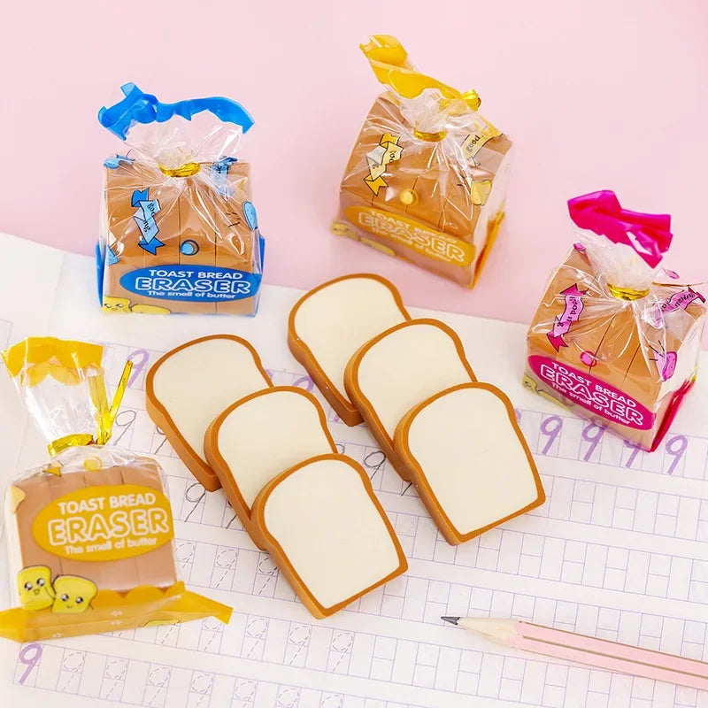 Buy The Best By Artsulli - Art is Long Life Short - 4Pcs/Lot Cute Toast Bread Eraser School Stationery Creative Kids Writing Drawing Rubber