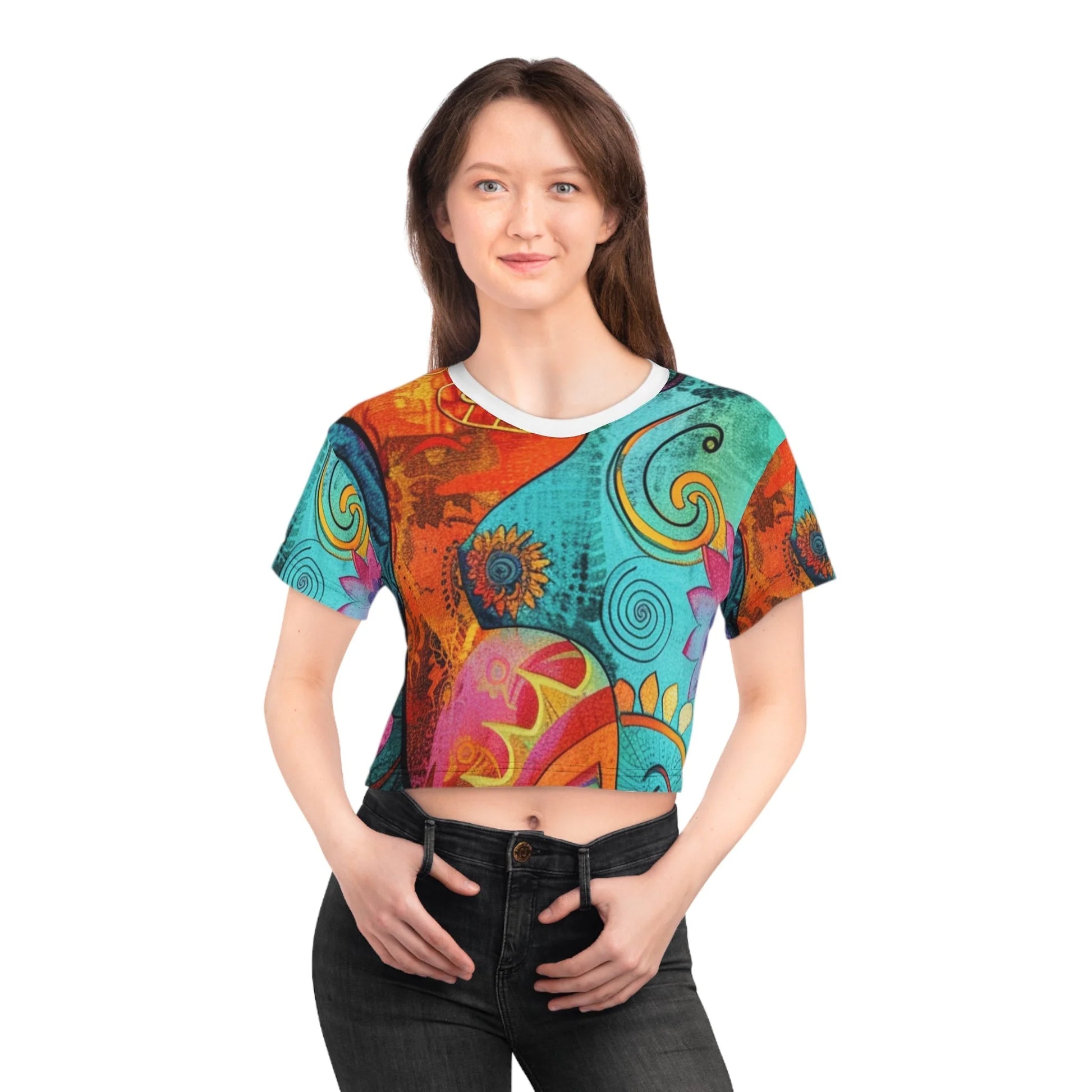 ["All Over Print","AOP","AOP Clothing","Art","Artful","Artistic","Artsy","Arty","Assembled in the USA","Assembled in USA","Crop tops","Cropped","Illustration","Illustration art","Made in the USA","Made in USA","Sublimation","T-shirts","Women's Clothing"]