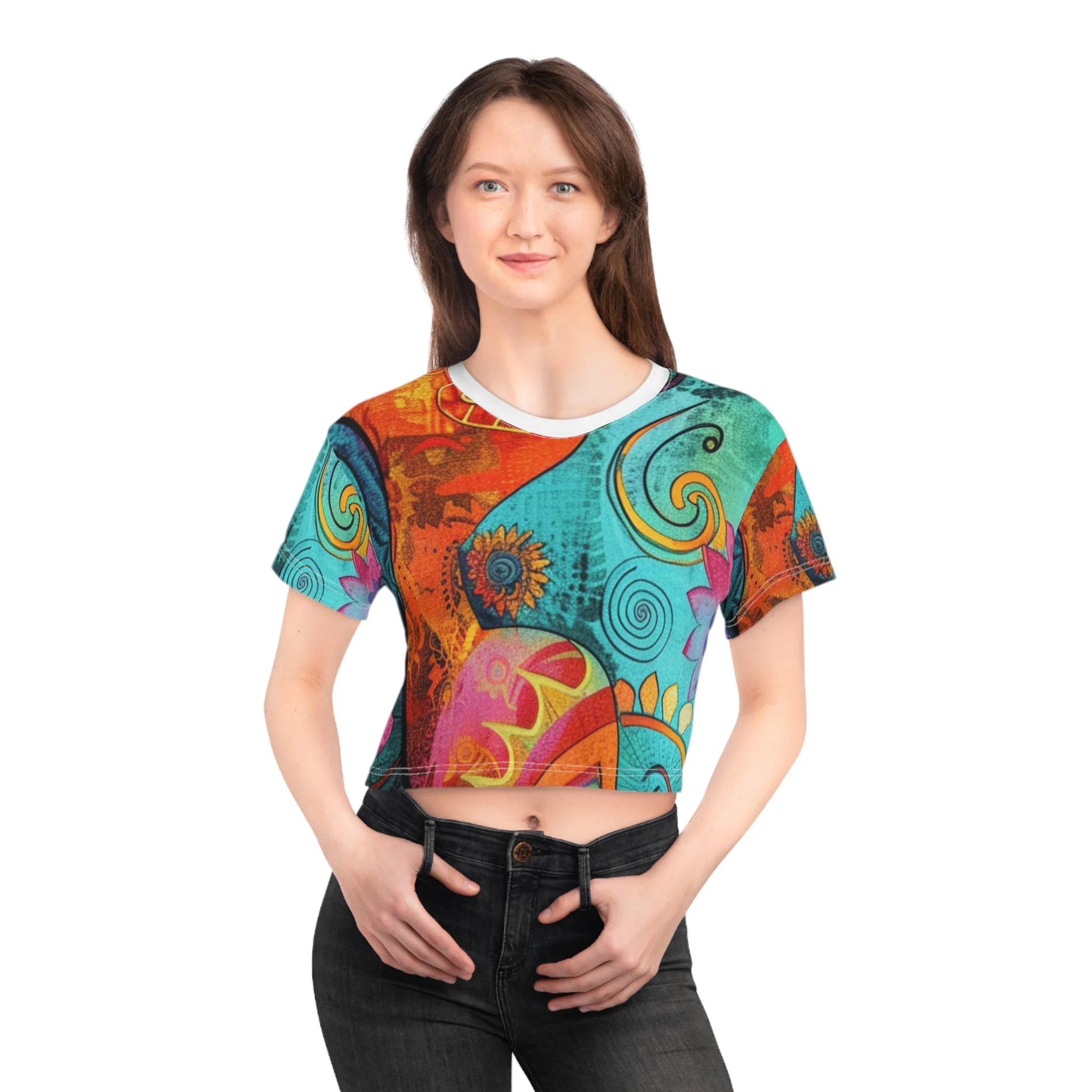 ["All Over Print","AOP","AOP Clothing","Art","Artful","Artistic","Artsy","Arty","Assembled in the USA","Assembled in USA","Crop tops","Cropped","Illustration","Illustration art","Made in the USA","Made in USA","Sublimation","T-shirts","Women's Clothing"]