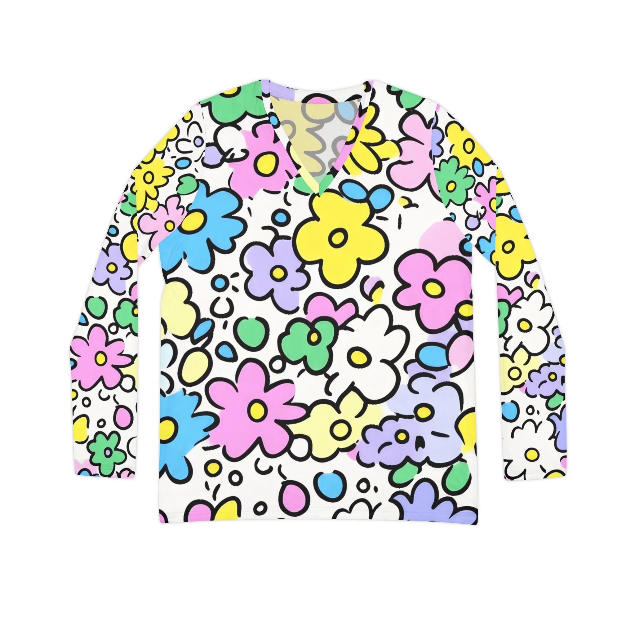 ["All Over Print","AOP","AOP Clothing","Art","Artful","Artistic","Artsy","Arty","Assembled in the USA","Assembled in USA","Illustration","Illustration art","Long Sleeves","Made in the USA","Made in USA","Sublimation","Tops","V-neck","Women's Clothing"]