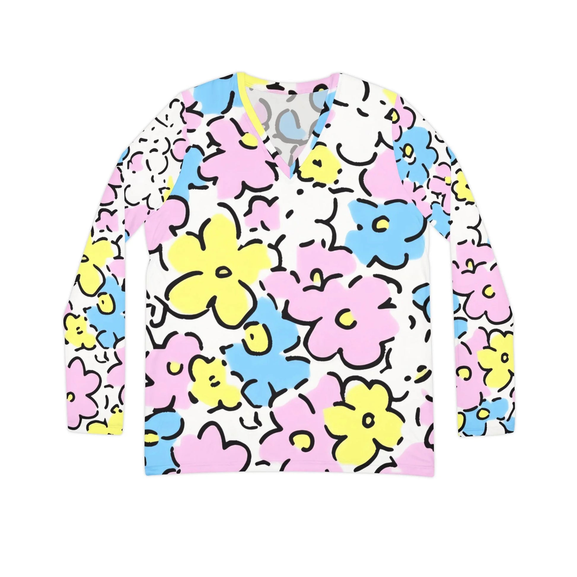 ["All Over Print","AOP","AOP Clothing","Art","Artful","Artistic","Artsy","Arty","Assembled in the USA","Assembled in USA","Illustration","Illustration art","Long Sleeves","Made in the USA","Made in USA","Sublimation","Tops","V-neck","Women's Clothing"]