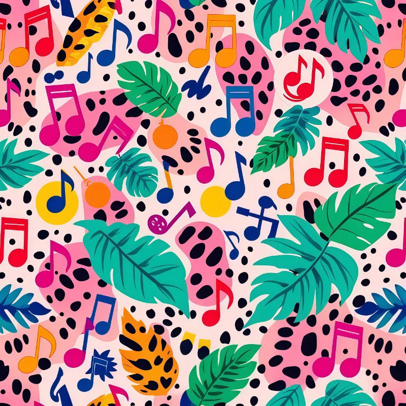 Buy The Best vibrant colorful tropical-themed fabric musical By Art & Illustration Supplies - Colorful Trendy Tropical Animal Print Pattern